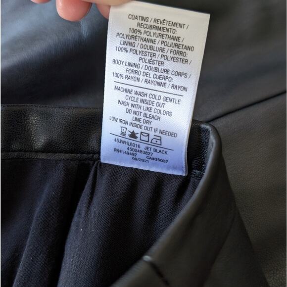 Joe's Doreen Black Cross Seamed Vegan Leather A-line Midi Skirt, size L - Picture 9 of 10